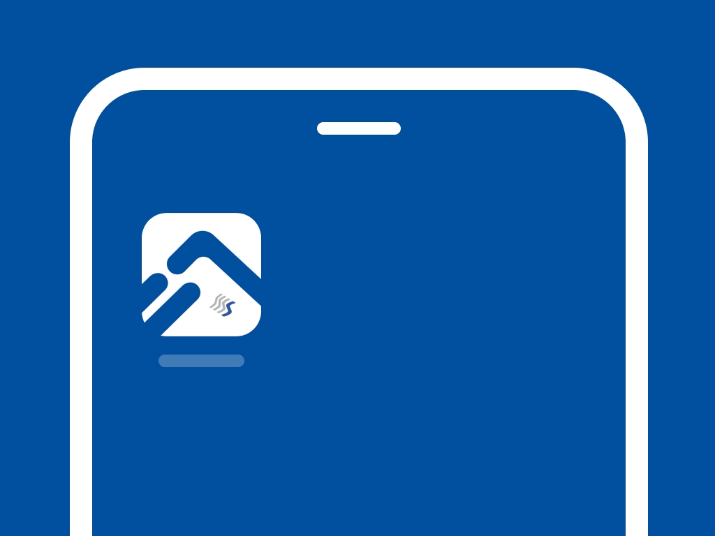 Visualisierung eines Smartphones mit blauem Hintergrund und How2ski App Icon